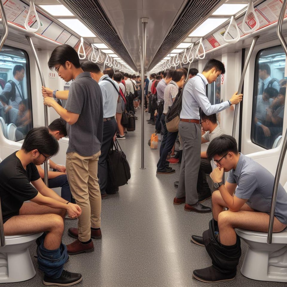 r/weirddalle - Seats swapped for toilets