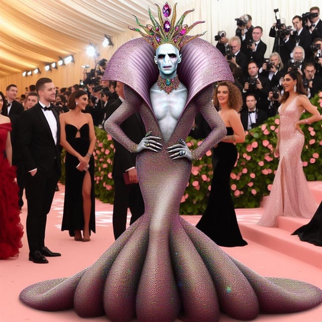 r/weirddalle - Voldemort in drag at the Met Gala