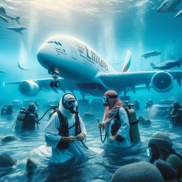 r/weirddalle - New temporary boarding procedures at Dubai Airport