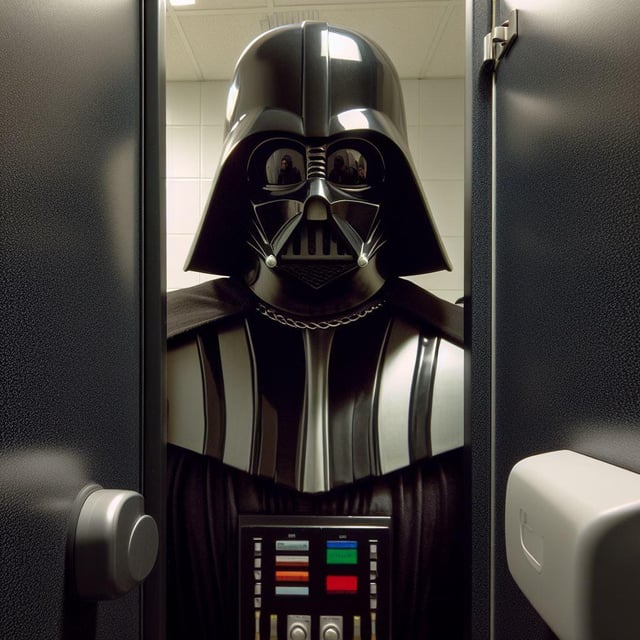 r/weirddalle - ________ watching you through the gap around the door in a public toilet cubicle