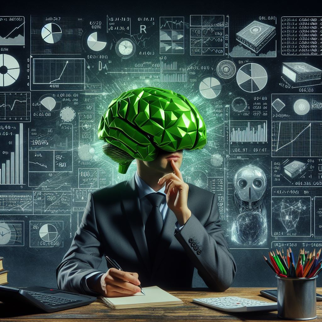 A genius mind doing a trillion different calculations in their head while analyzing the stock valuation of Nvidia in a quantitative analysis way